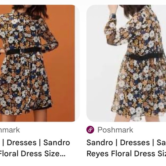 Sandro Paris Reyes Floral Button-Front Sheer Smock Dress in Black & Mustard - Picture 13 of 16